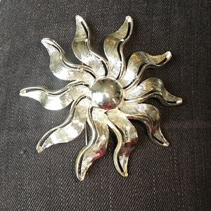 Silver Sunburst Brooch
